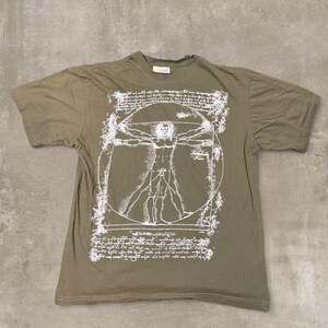 Leonardo Da Vinci Vitruvian Man Graphic Tee, Renaissance Art Shirt, Green XXL